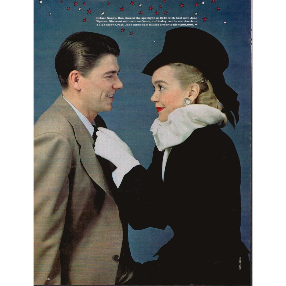Ronald Reagan Jane Wyman Film Career Photo Spread Front & Back Print Ad 1986